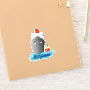 Cute ocean liner ship tug cartoon illustration