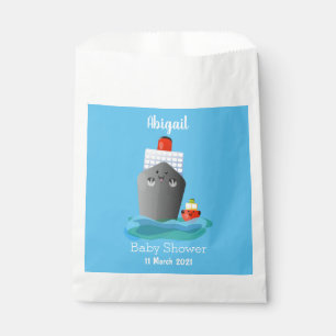 Cute ocean liner ship tug cartoon illustration favour bags