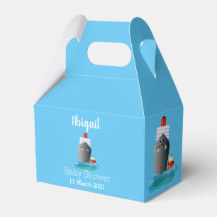 Cute ocean liner ship tug cartoon illustration favour box