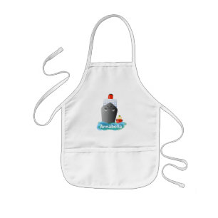 Cute ocean liner ship tug cartoon illustration kids apron