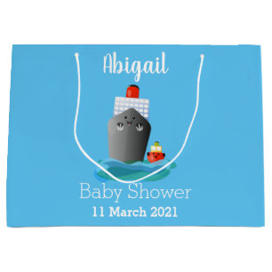 Cute ocean liner ship tug cartoon illustration large gift bag