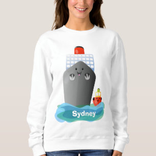 Cute ocean liner ship tug cartoon illustration sweatshirt