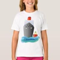 Cute ocean liner ship tug cartoon illustration