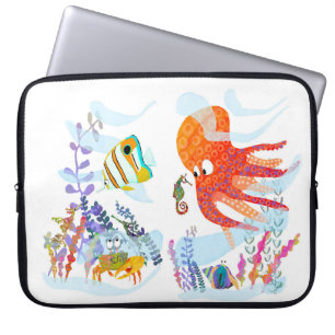 Cute Ocean Octopus and His Friends Laptop Sleeve