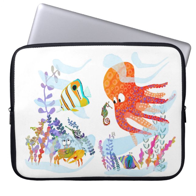Cute Ocean Octopus and His Friends Laptop Sleeve (Front)