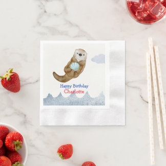 Cute Ocean Otter Scallops Birthday party Napkin