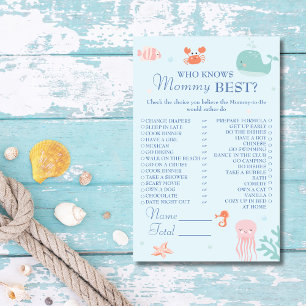Cute Ocean Pastel Who Knows Mommy Best Game Flyer
