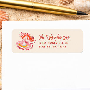 Cute Ocean Pearl Girl Baby Shower Return Address