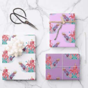 Cute Ocean Sea baby Octopus colourful Wrapping Paper Sheet