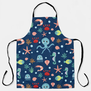 Cute Ocean Sea Life Pattern Apron