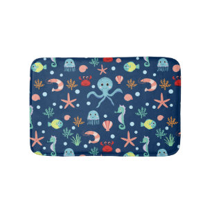 Cute Ocean Sea Life Pattern Bath Mat
