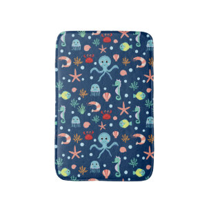 Cute Ocean Sea Life Pattern Bath Mat