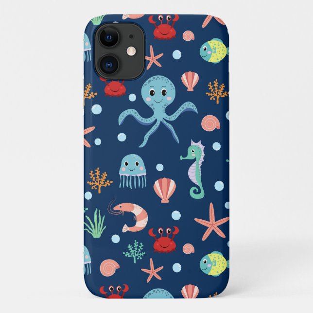 Cute Ocean Sea Life Pattern Case-Mate iPhone Case (Back)