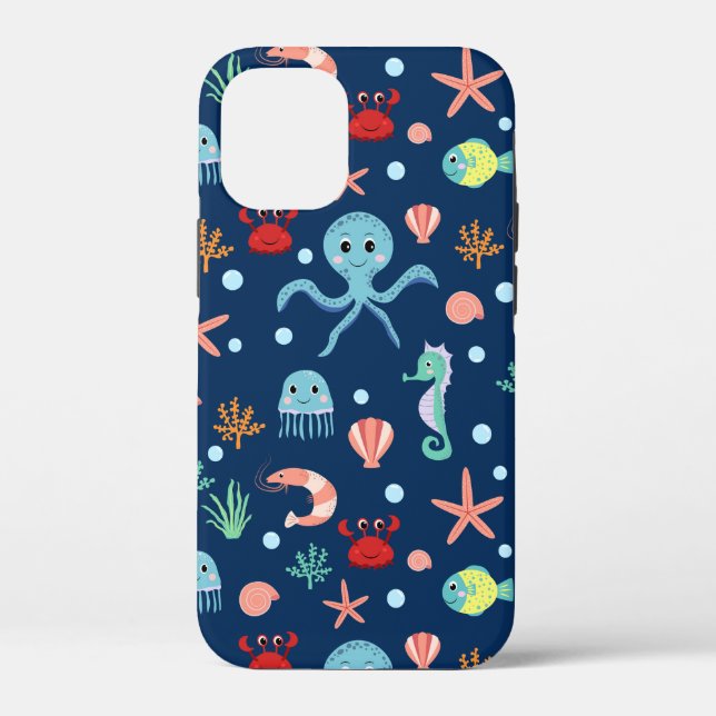 Cute Ocean Sea Life Pattern Case-Mate iPhone Case (Back)