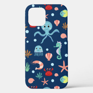 Cute Ocean Sea Life Pattern iPhone 12 Pro Case
