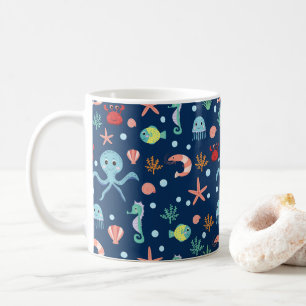 Cute Ocean Sea Life Pattern Coffee Mug