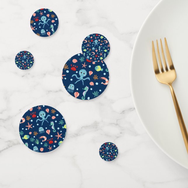 Cute Ocean Sea Life Pattern Confetti (Group)