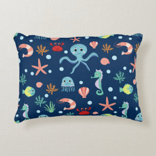 Cute Ocean Sea Life Pattern Decorative Cushion