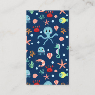 Cute Ocean Sea Life Pattern Discount Card