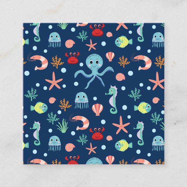 Cute Ocean Sea Life Pattern Enclosure Card (Front)