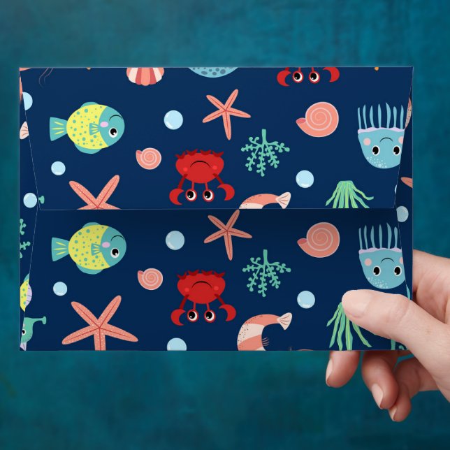 Cute Ocean Sea Life Pattern Envelope (Hand)