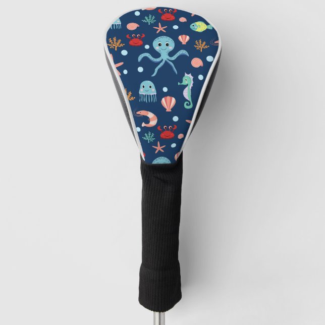 Cute Ocean Sea Life Pattern Golf Head Cover (Front)