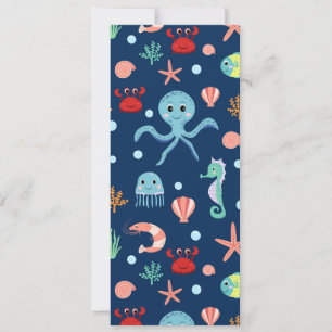 Cute Ocean Sea Life Pattern Invitation