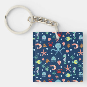 Cute Ocean Sea Life Pattern Key Ring