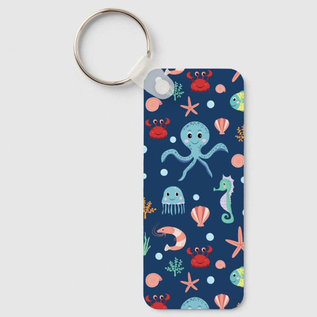 Cute Ocean Sea Life Pattern Key Ring (Front)