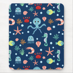Cute Ocean Sea Life Pattern Mouse Mat