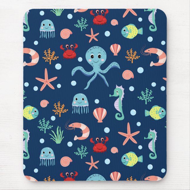 Cute Ocean Sea Life Pattern Mouse Mat (Front)
