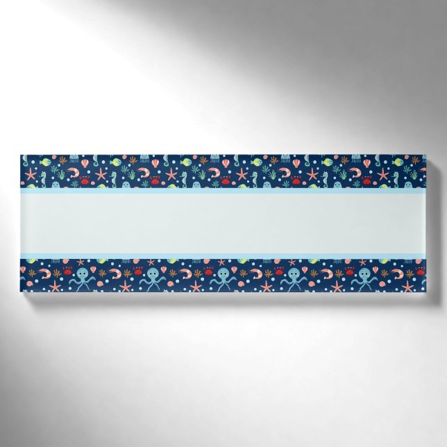 Cute Ocean Sea Life Pattern Name Tag (Front)