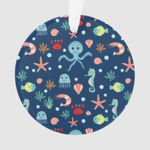 Cute Ocean Sea Life Pattern Ornament