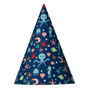 Cute Ocean Sea Life Pattern Party Hat
