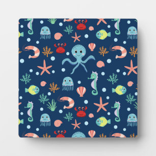 Cute Ocean Sea Life Pattern Plaque