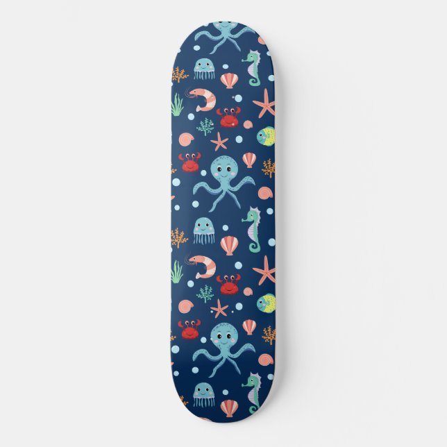Cute Ocean Sea Life Pattern Skateboard (Front)