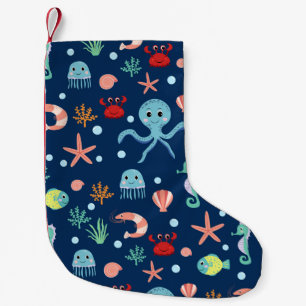 Cute Ocean Sea Life Pattern Small Christmas Stocking