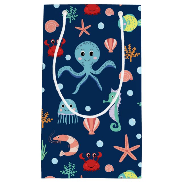 Cute Ocean Sea Life Pattern Small Gift Bag (Front)