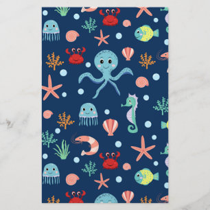 Cute Ocean Sea Life Pattern Stationery