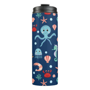 Cute Ocean Sea Life Pattern Thermal Tumbler