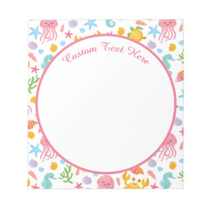 Cute Ocean Sea Life Seahorse Starfish Turtle  Notepad