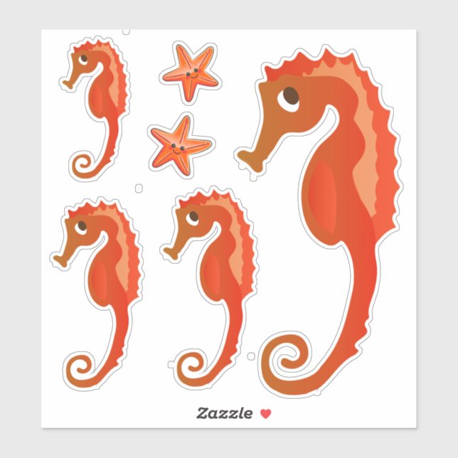Cute Ocean Seahorse and Starfish (Sheet)