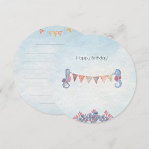 Cute Ocean Seahorse Flags Children Card