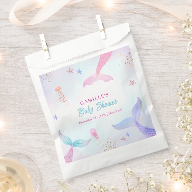 Cute Ocean Summer Mermaid Tail Baby Shower Favour Bags (Clipped)