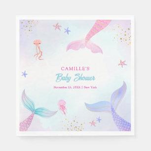 Cute Ocean Summer Mermaid Tail Baby Shower Napkin