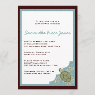 Cute Ocean Theme Baby Shower - Blue and Brown Invitation