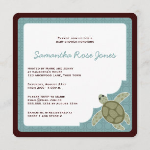 Cute Ocean Theme Baby Shower Blue and Brown Invitation