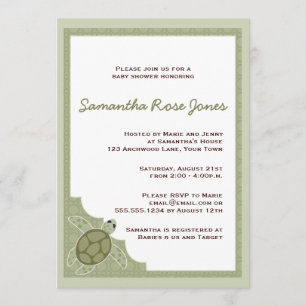 Cute Ocean Theme Baby Shower - Green Invitation