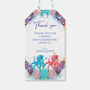 Cute Ocean Twin baby Octopus colourful  Gift Tags