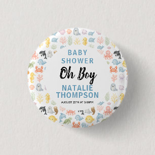 Cute Ocean Under the Sea Animal Baby Shower 3 Cm Round Badge